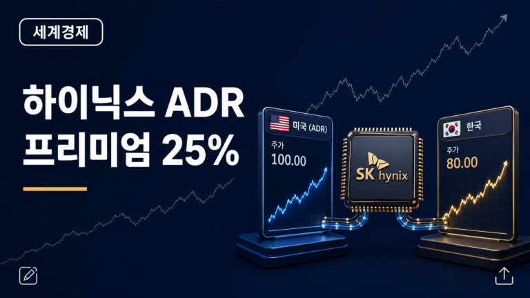 하이닉스 ADR 프리미엄 25% 반도체 급락장 이중상장 가격 괴리 분석 그래픽