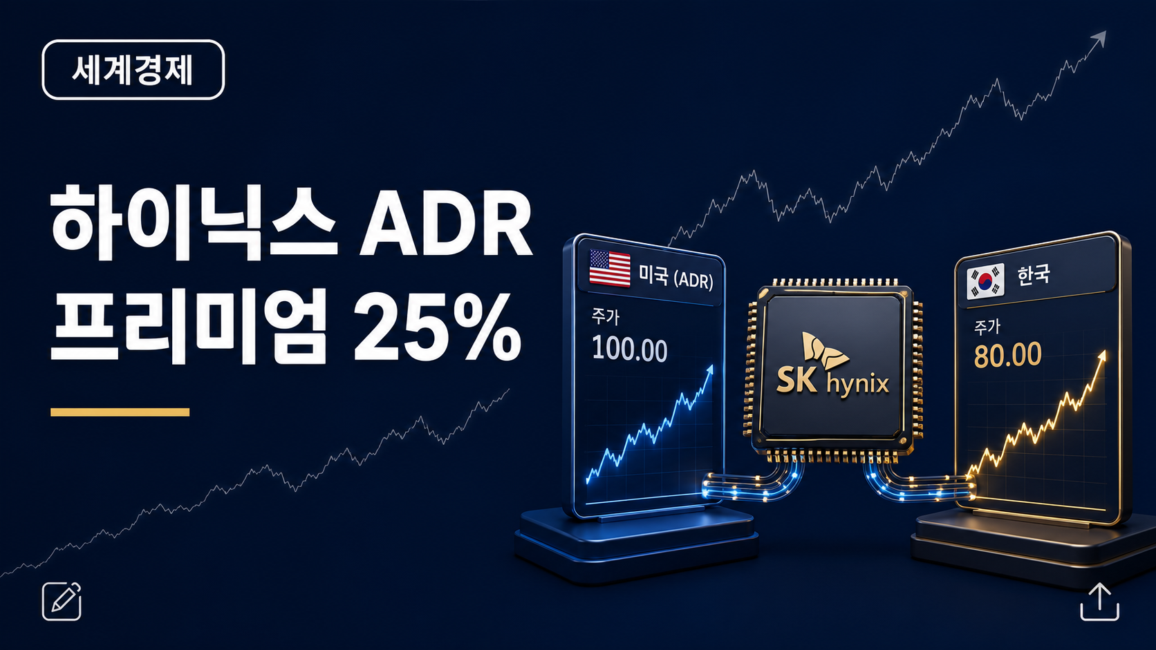 하이닉스 ADR 프리미엄 25% 반도체 급락장 이중상장 가격 괴리 분석 그래픽