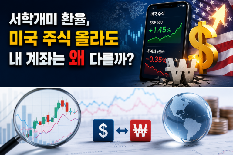 서학개미 환율 상승으로 미국 주식은 올랐지만 원화 계좌 수익률은 하락한 모습