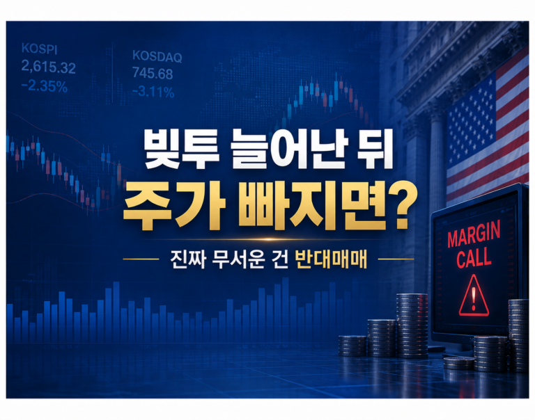 빚투 증가 후 주가 하락과 반대매매 위험